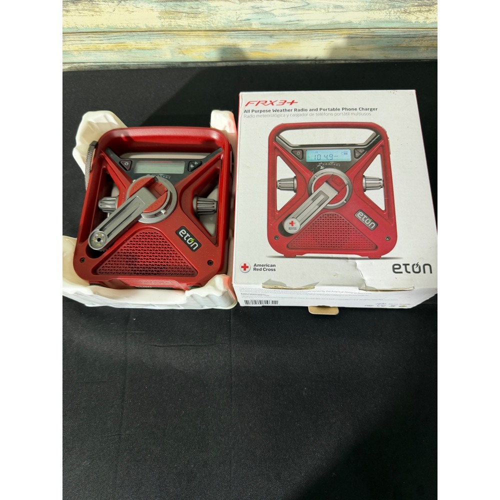 Eton Weather Radio FRX3+ Red Excellent American Red Cross Solar Hand Crank USB